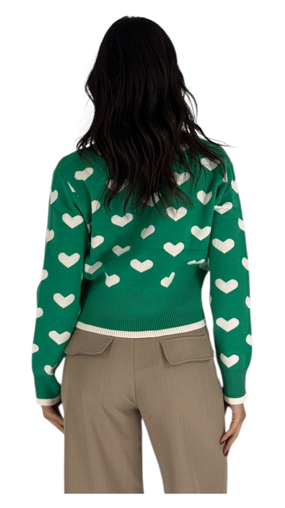 Hearts Green Cardigan