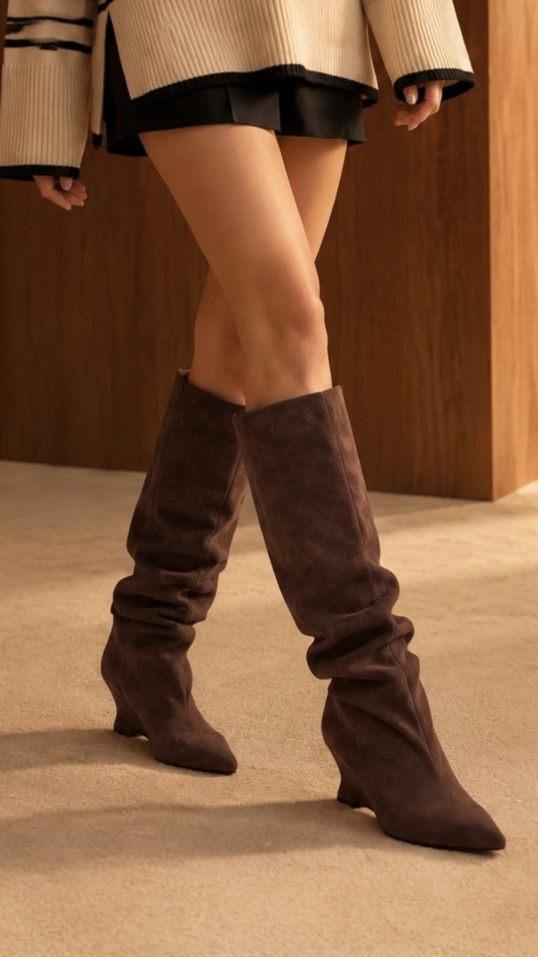 Dania High Slouchy Wedge Heel Boot