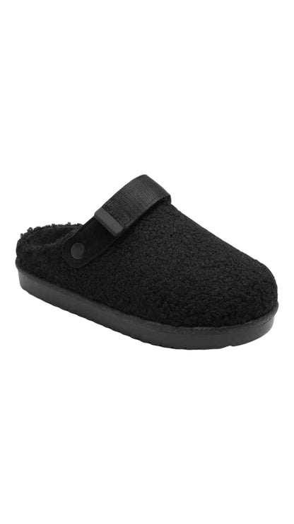 Semi-Open Slippers Lined With Adjustable Strap