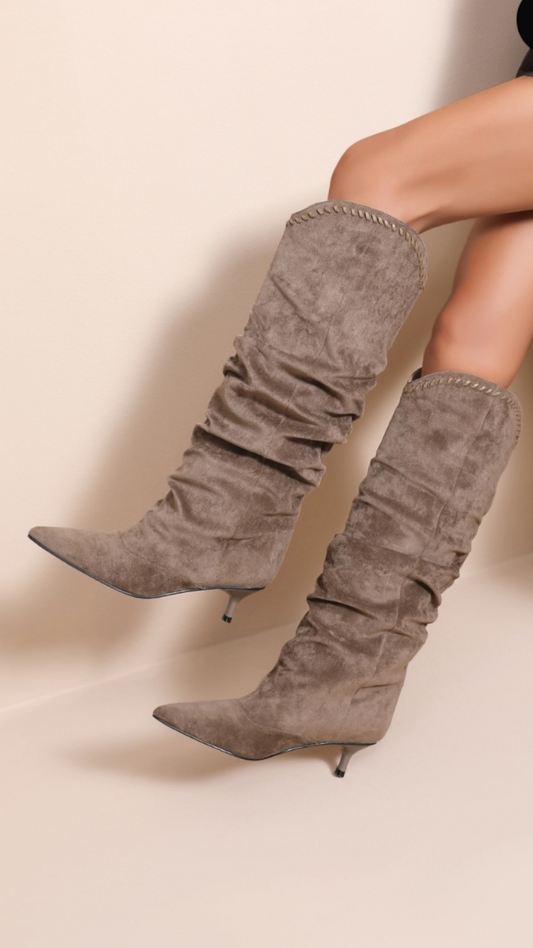 Ruched Pointed Toe Boots