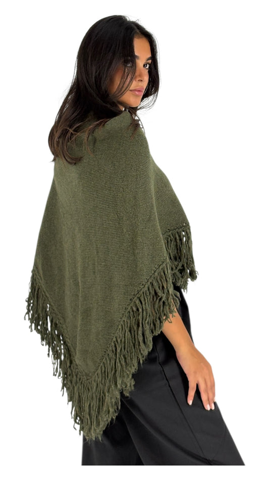 Zenin Olive Green Poncho