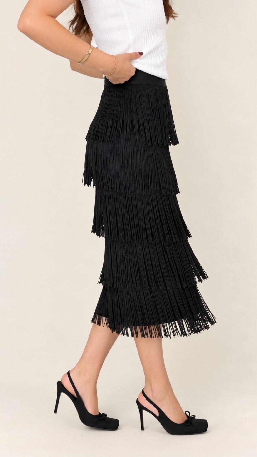 Black Skirt With Fringes