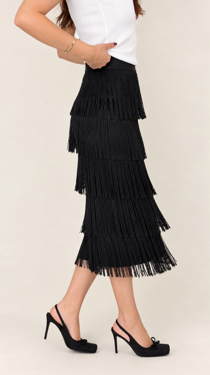 Black Skirt With Fringes