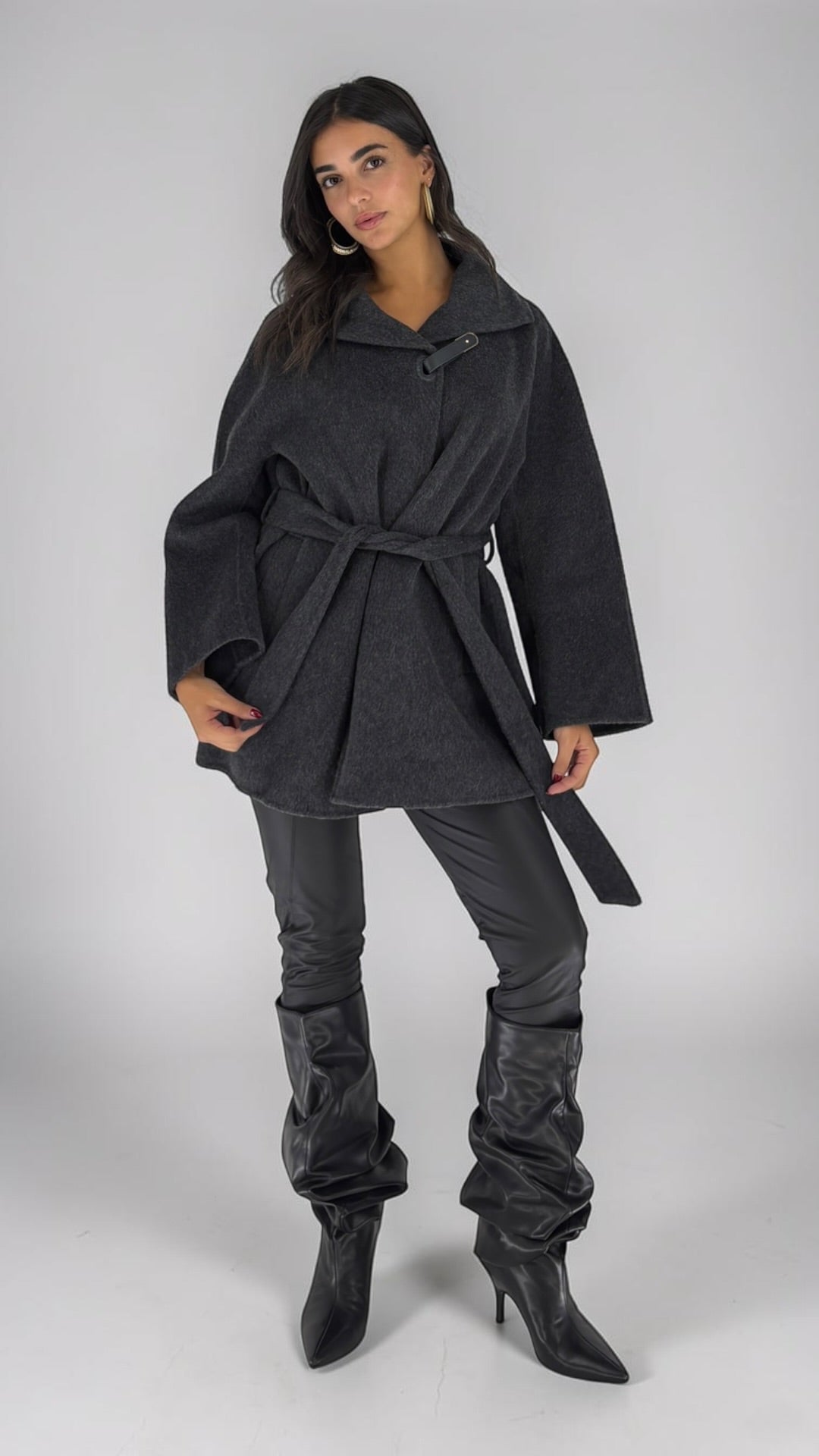 Lize Charcoal Cape Coat