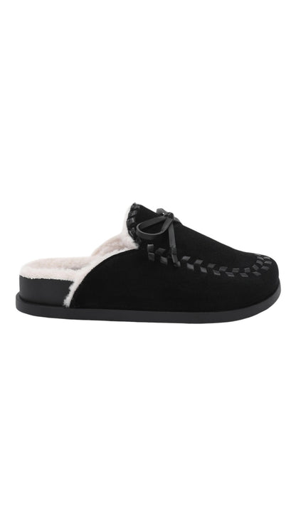 Faux Suede Lined Mule Slippers