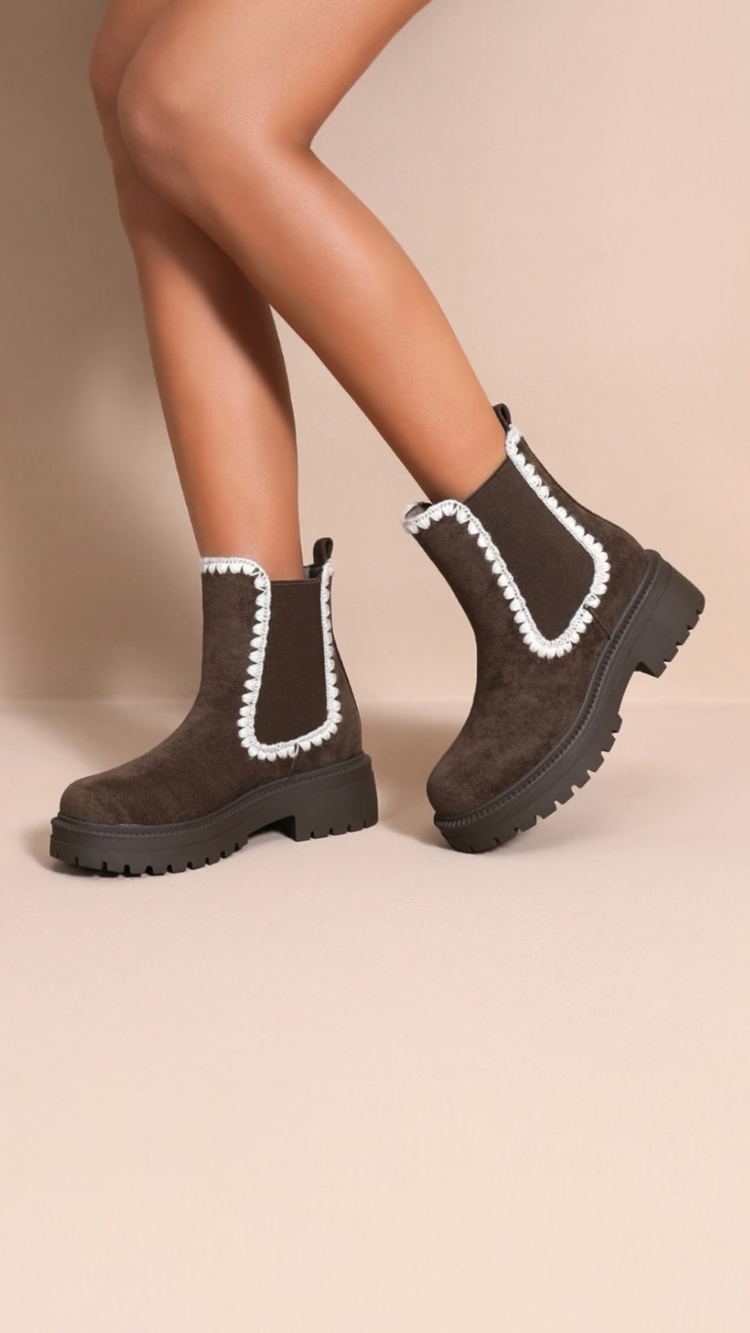 Suede-Effect Chelsea Boots with Contrasting Finishes