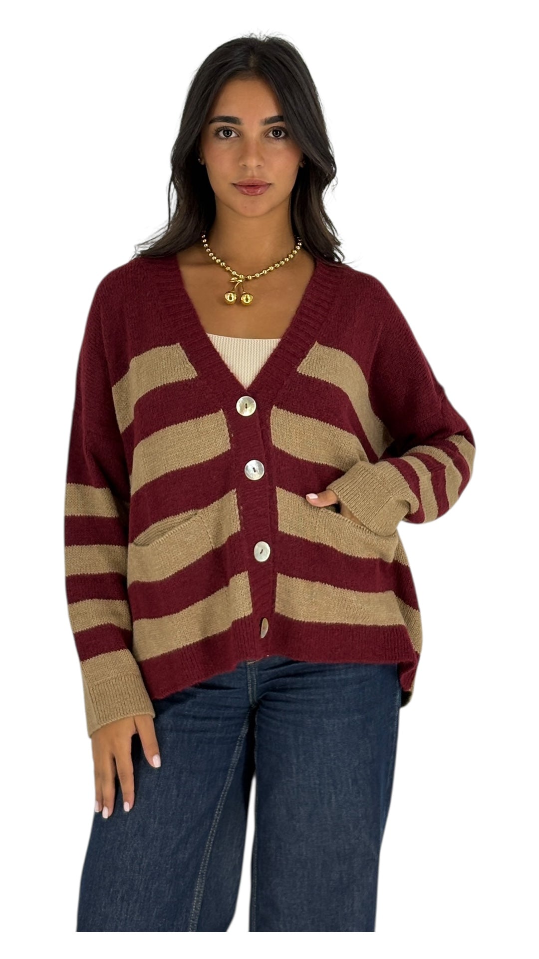 Fadia Burgundy Cardigan