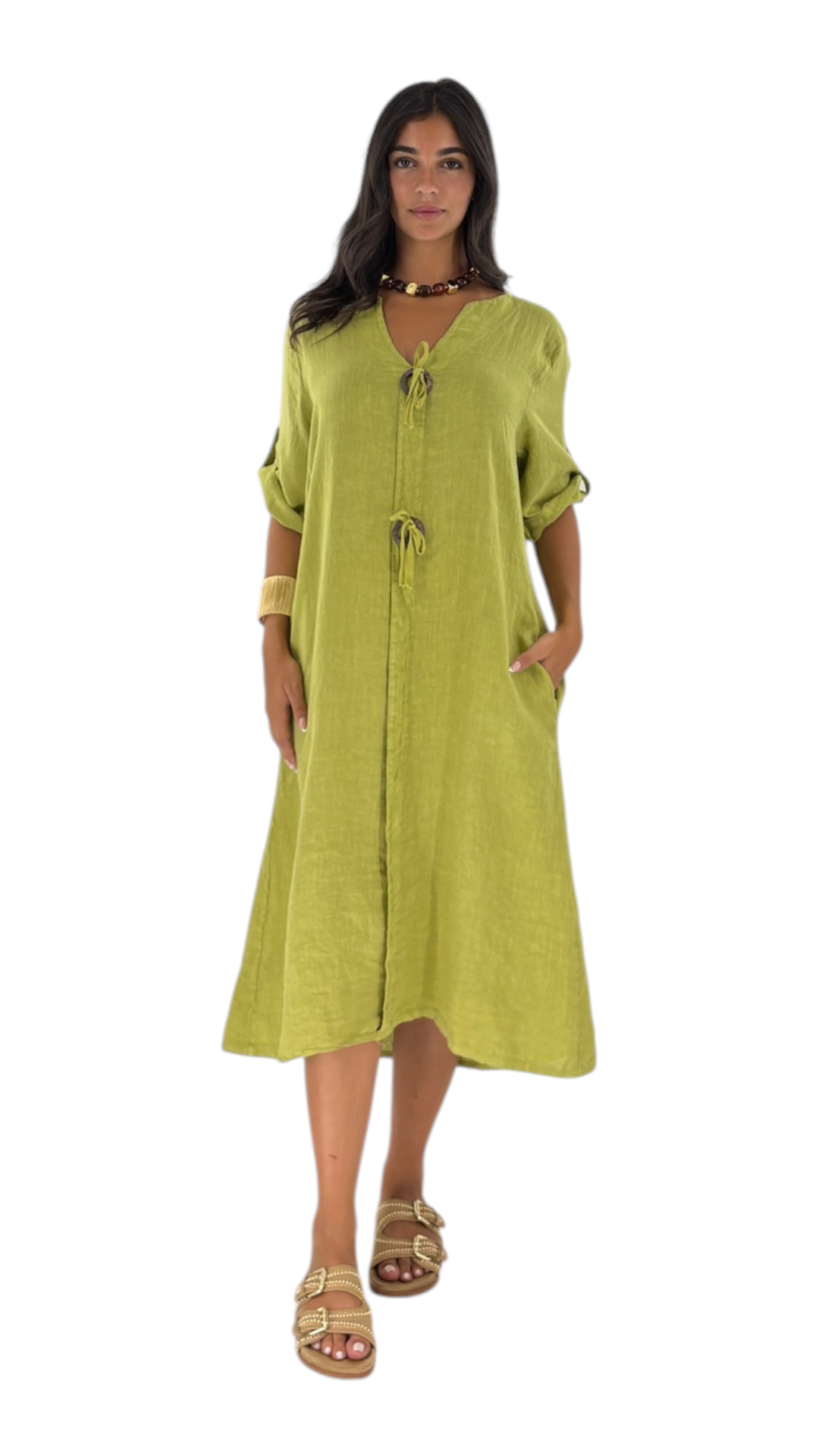 Zain Chartreuse Dress
