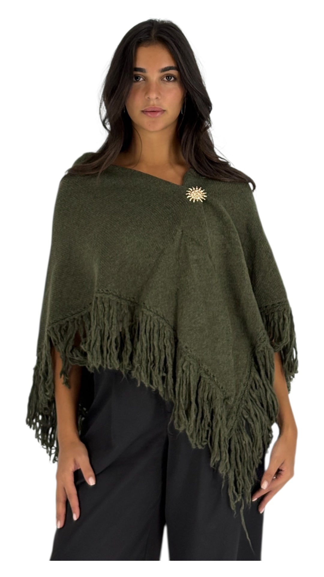 Zenin Olive Green Poncho
