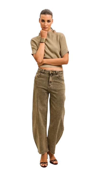 Jedda Taupe Studded Balloon Jeans