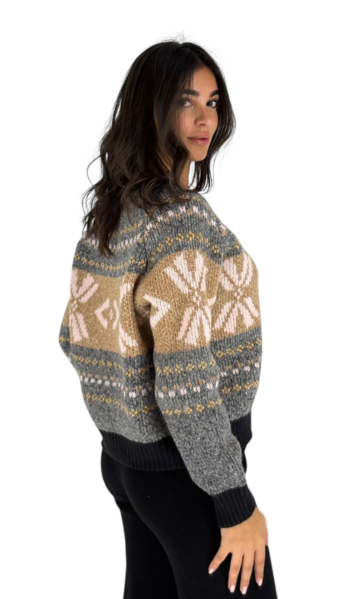 Eleanor Grey/Camel Cardigan