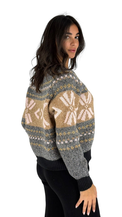 Eleanor Grey/Camel Cardigan