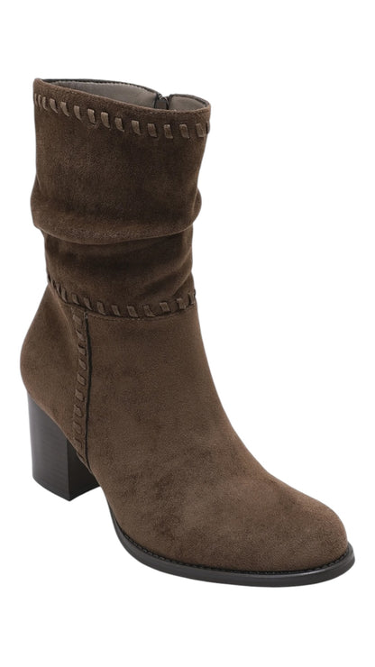Mid-calf Ruched Heeled Boots