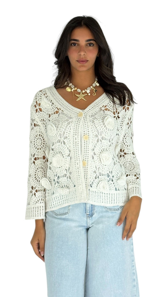 Abeer White Cardigan
