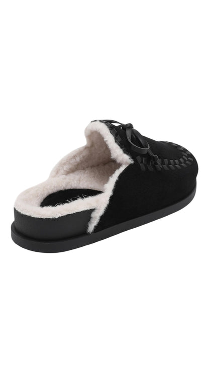 Faux Suede Lined Mule Slippers