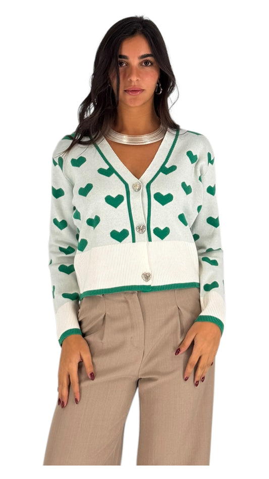 Hearts White Cardigan