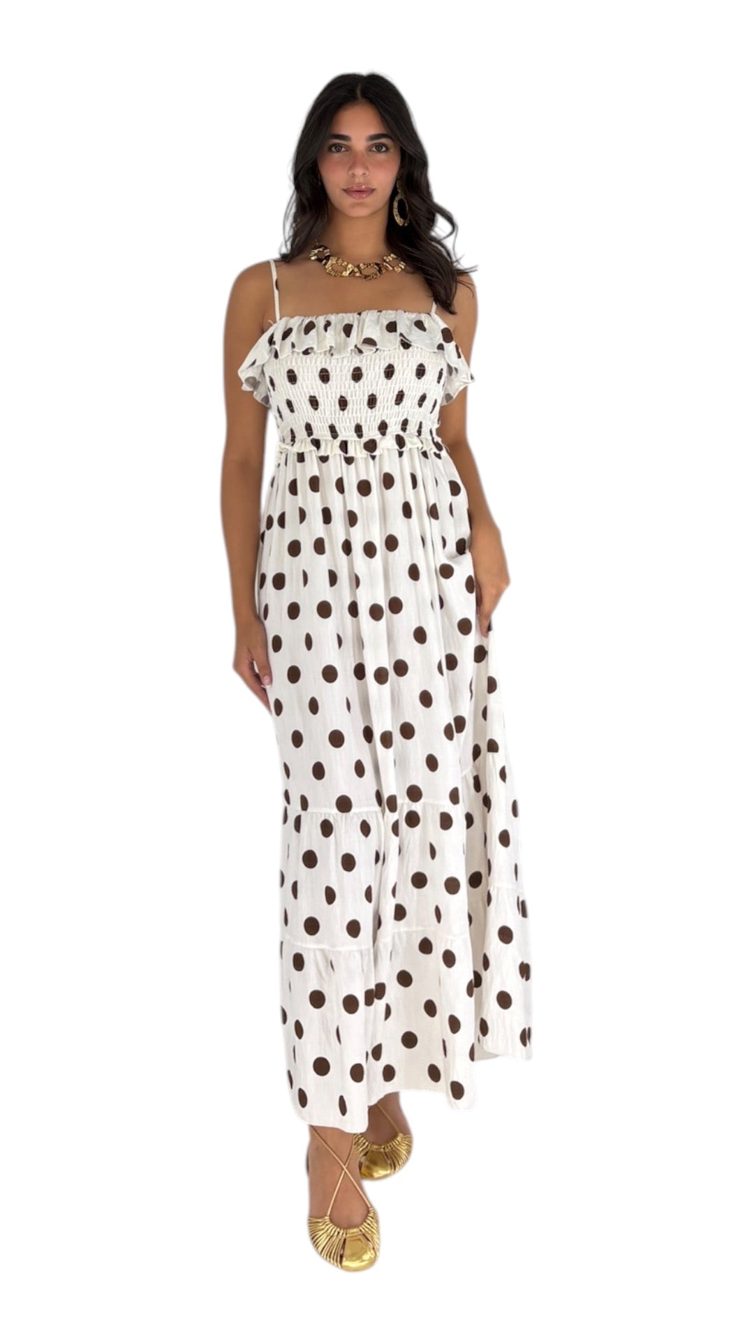 Polka Dots Beige Dress