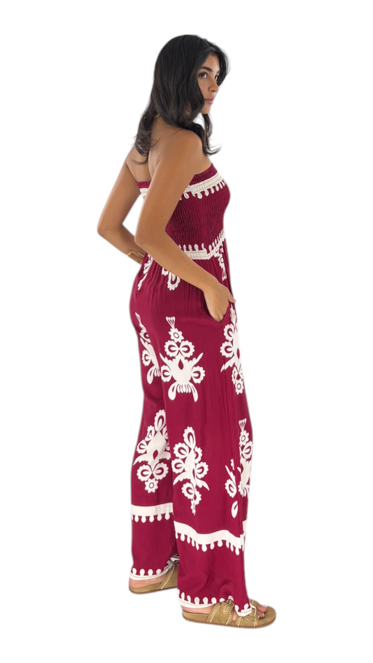 Malo Maroon Jumpsuit