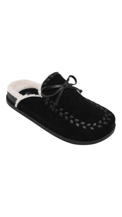 Faux Suede Lined Mule Slippers