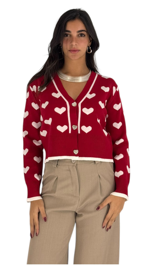 Hearts Red Cardigan