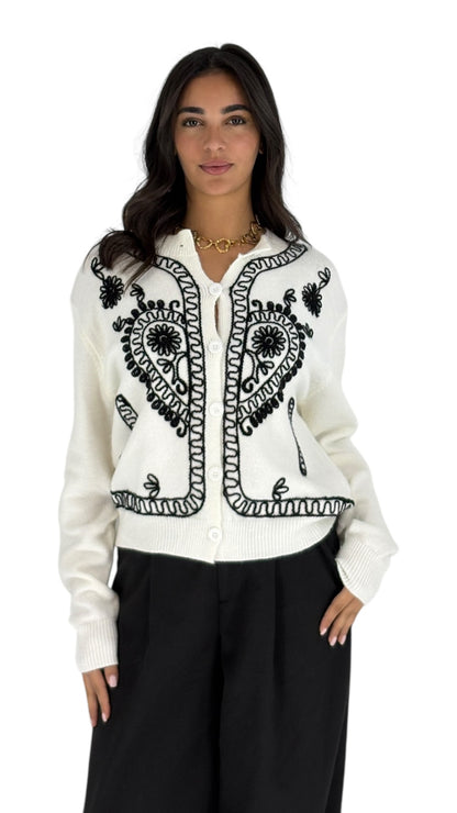 Nael White Cardigan