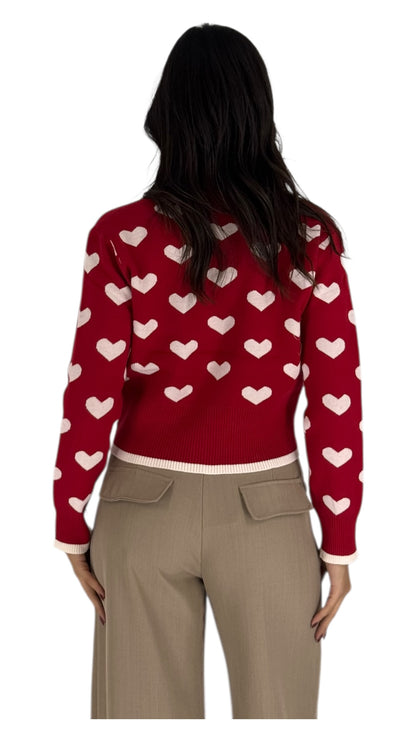 Hearts Red Cardigan