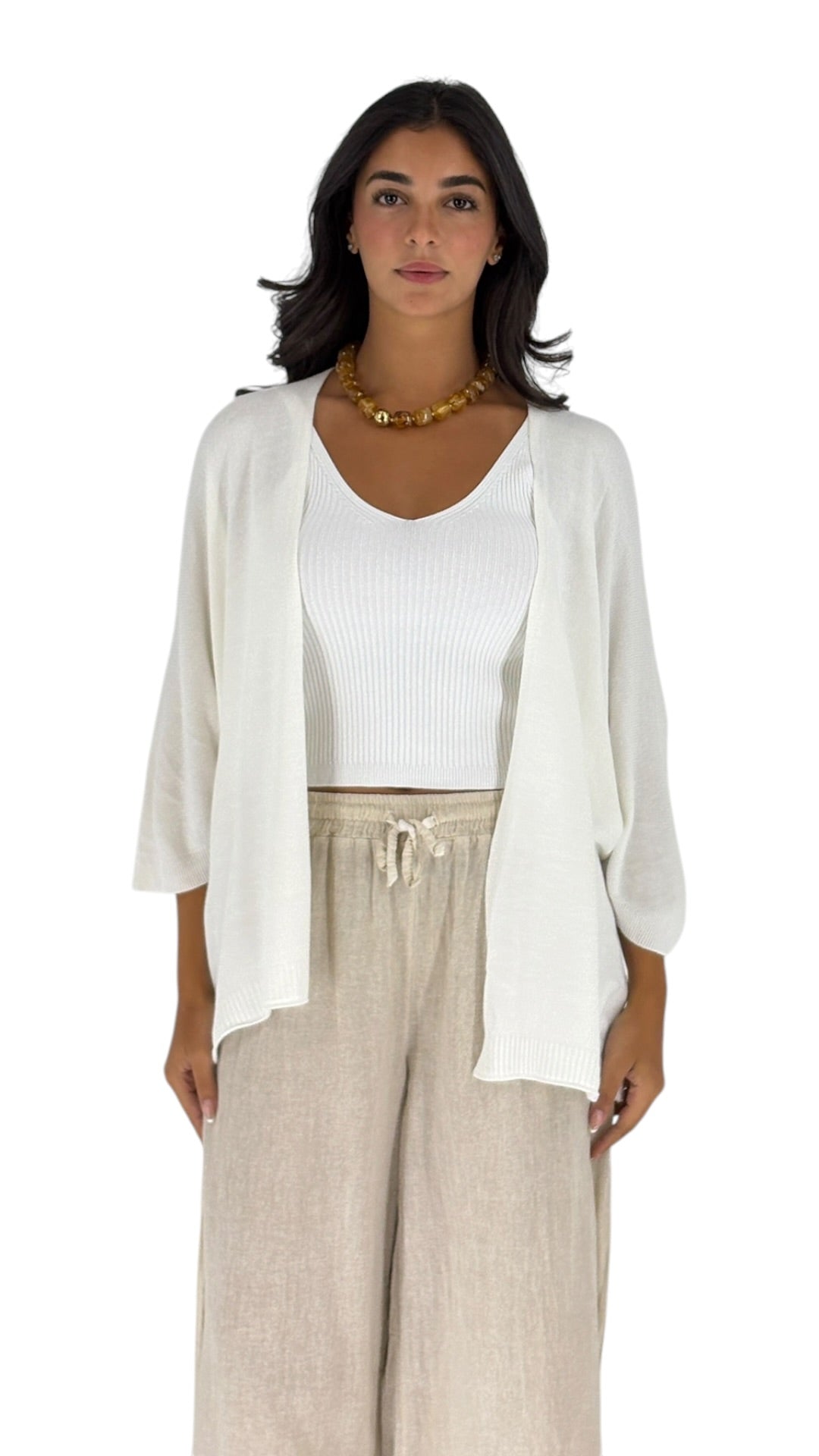 Komal White Cardigan