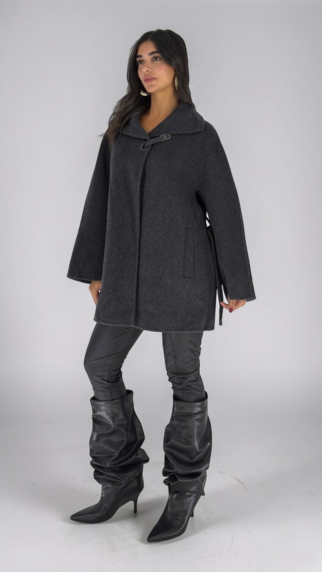 Lize Charcoal Cape Coat