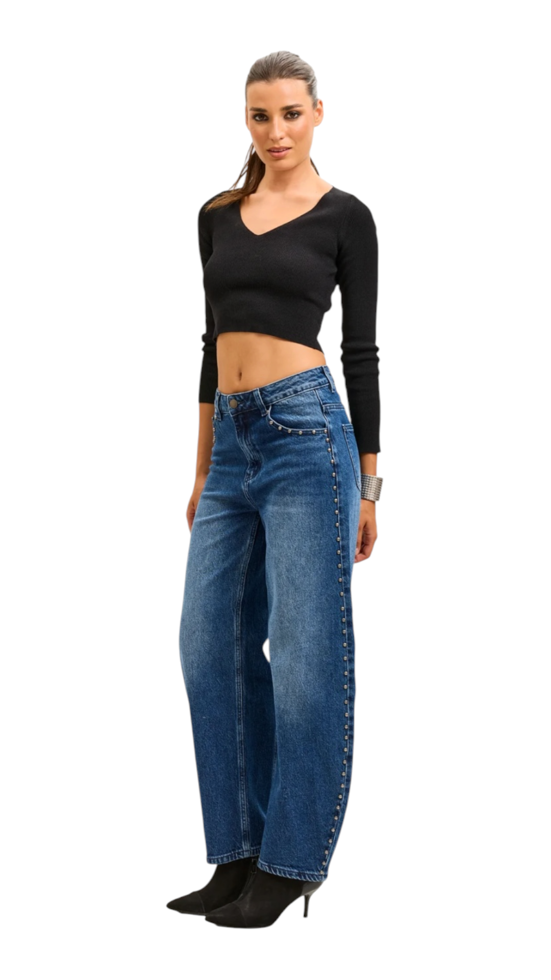 Jedda Navy Studded Balloon Jeans