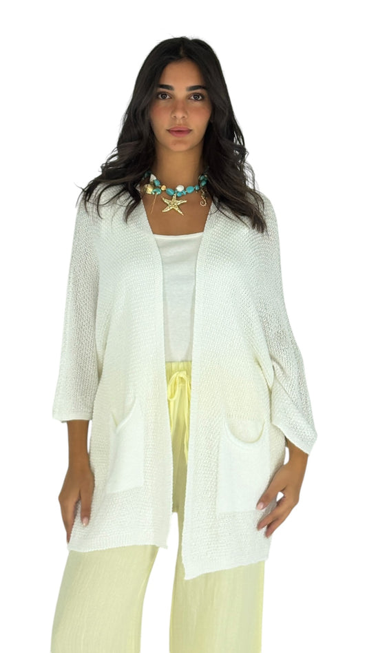 Locs White Cardigan