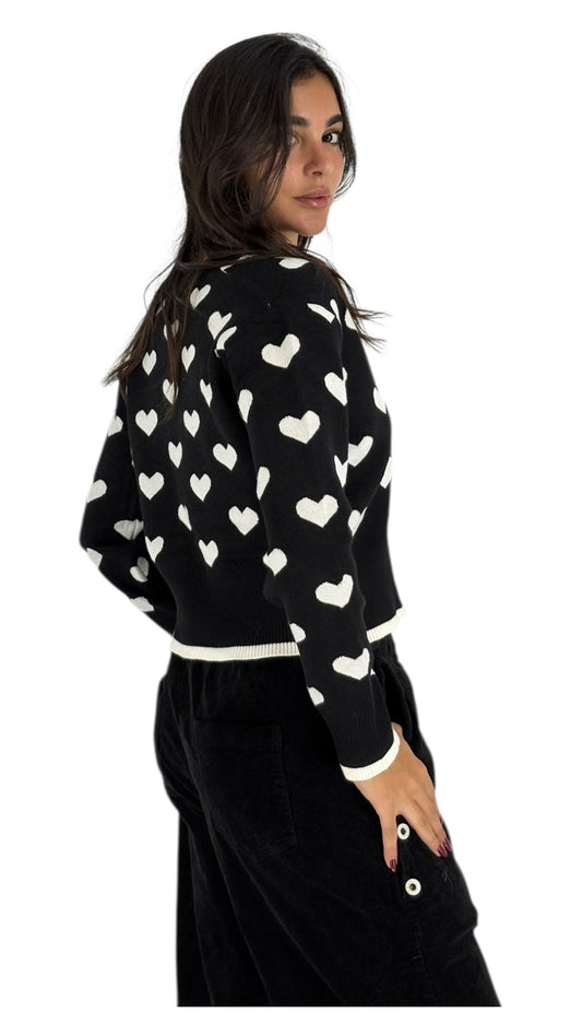 Hearts Black Cardigan
