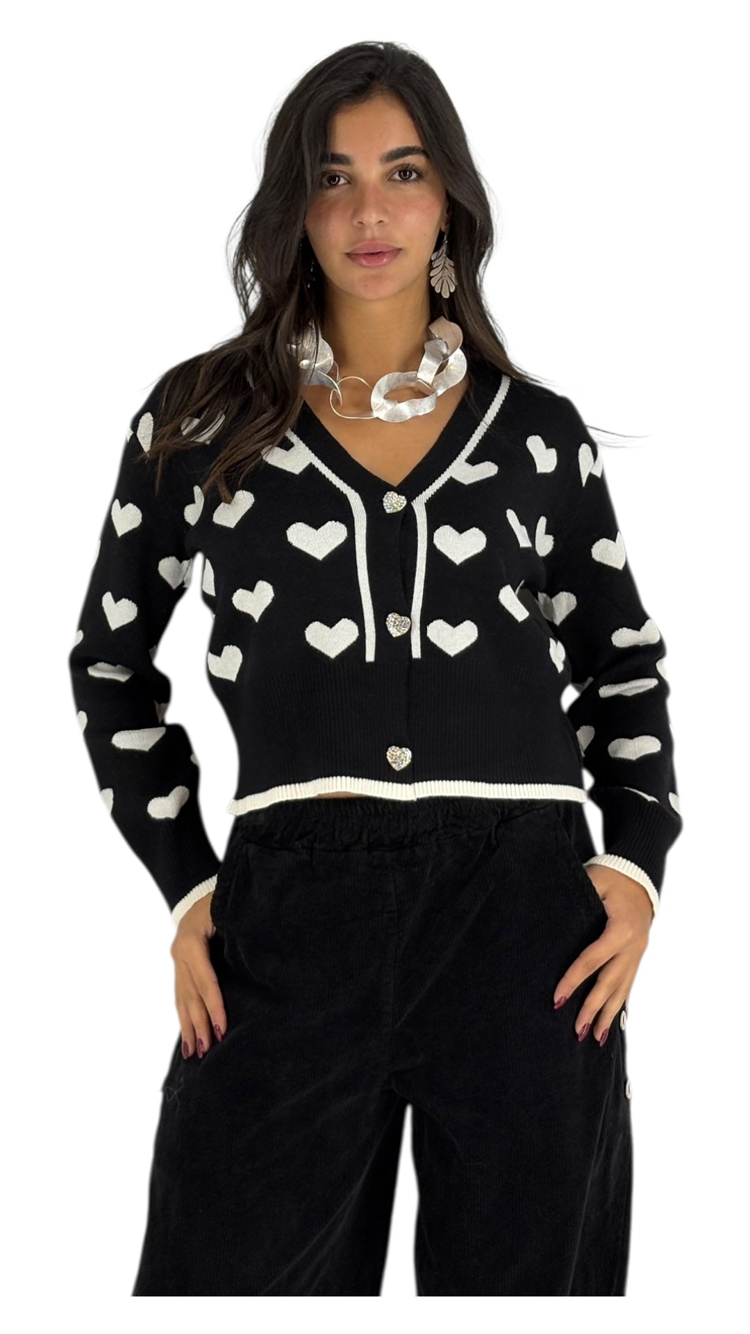 Hearts Black Cardigan