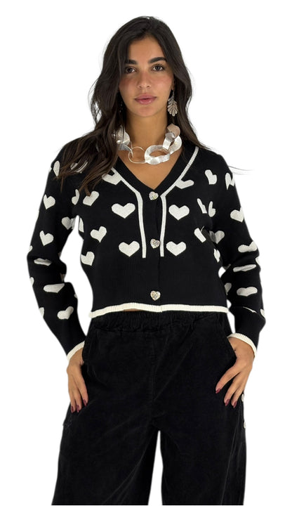 Hearts Black Cardigan