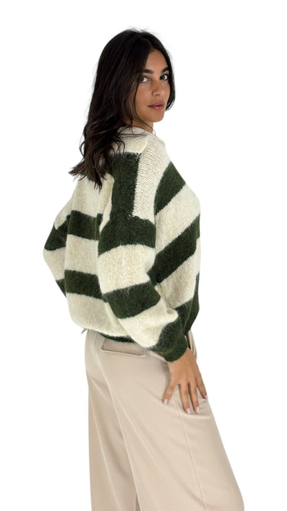 Rosa Olive Green/Cream Sweater