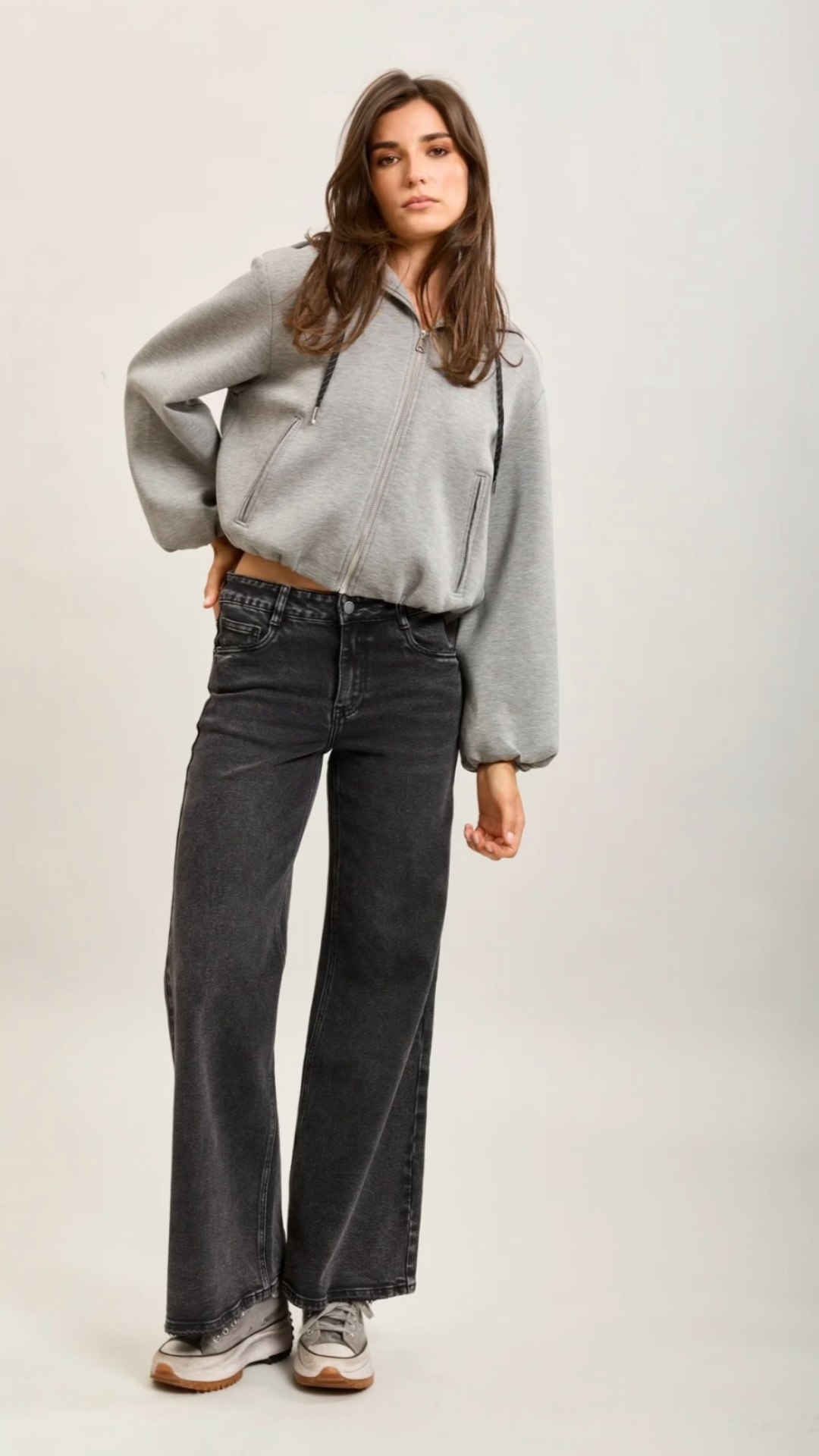 Straight leg Charcoal Denim Jean Pants