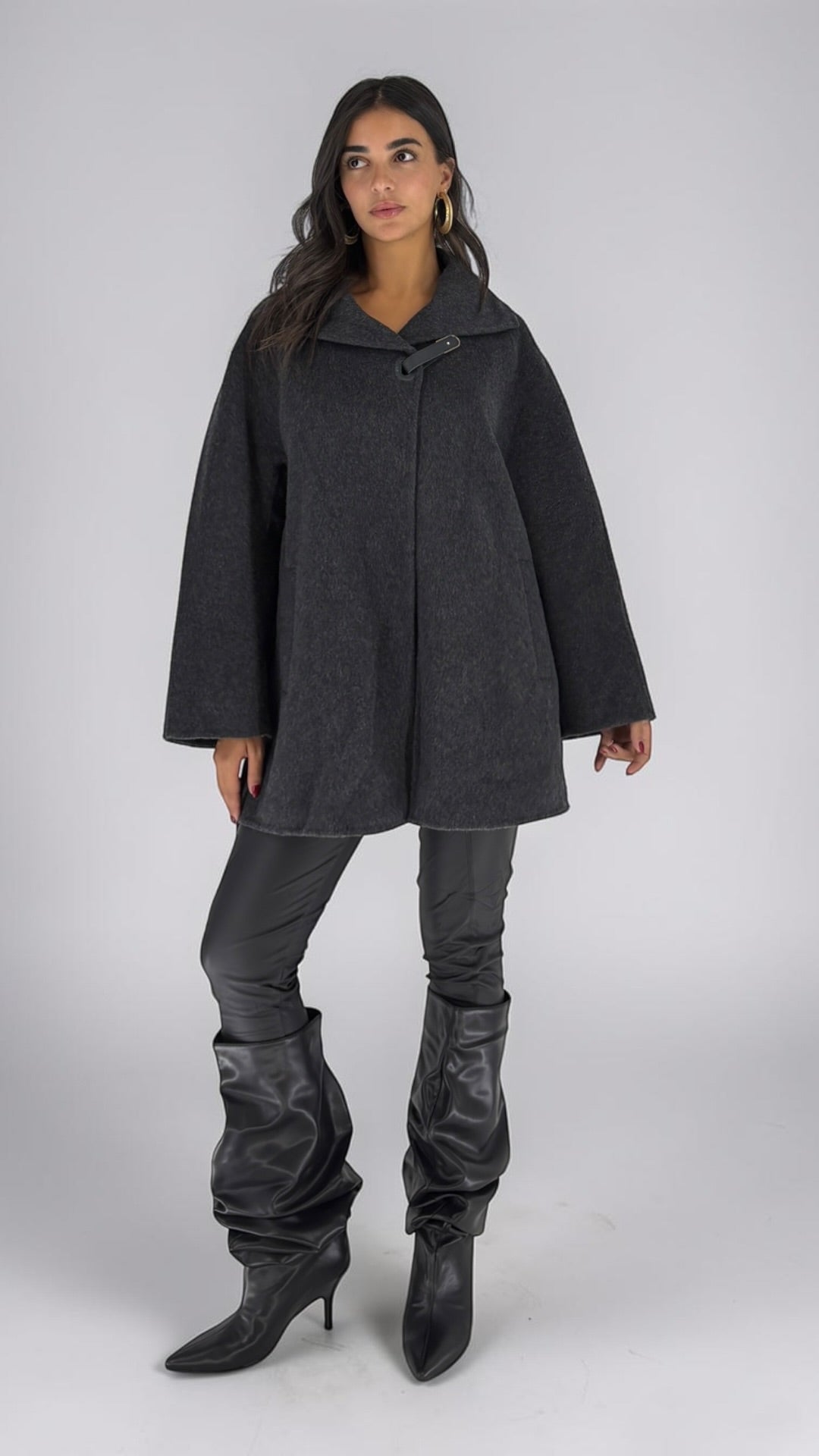 Lize Charcoal Cape Coat