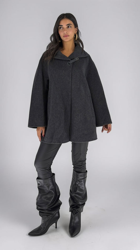 Lize Charcoal Cape Coat