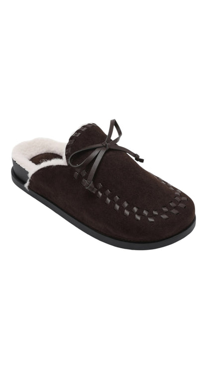 Faux Suede Lined Mule Slippers