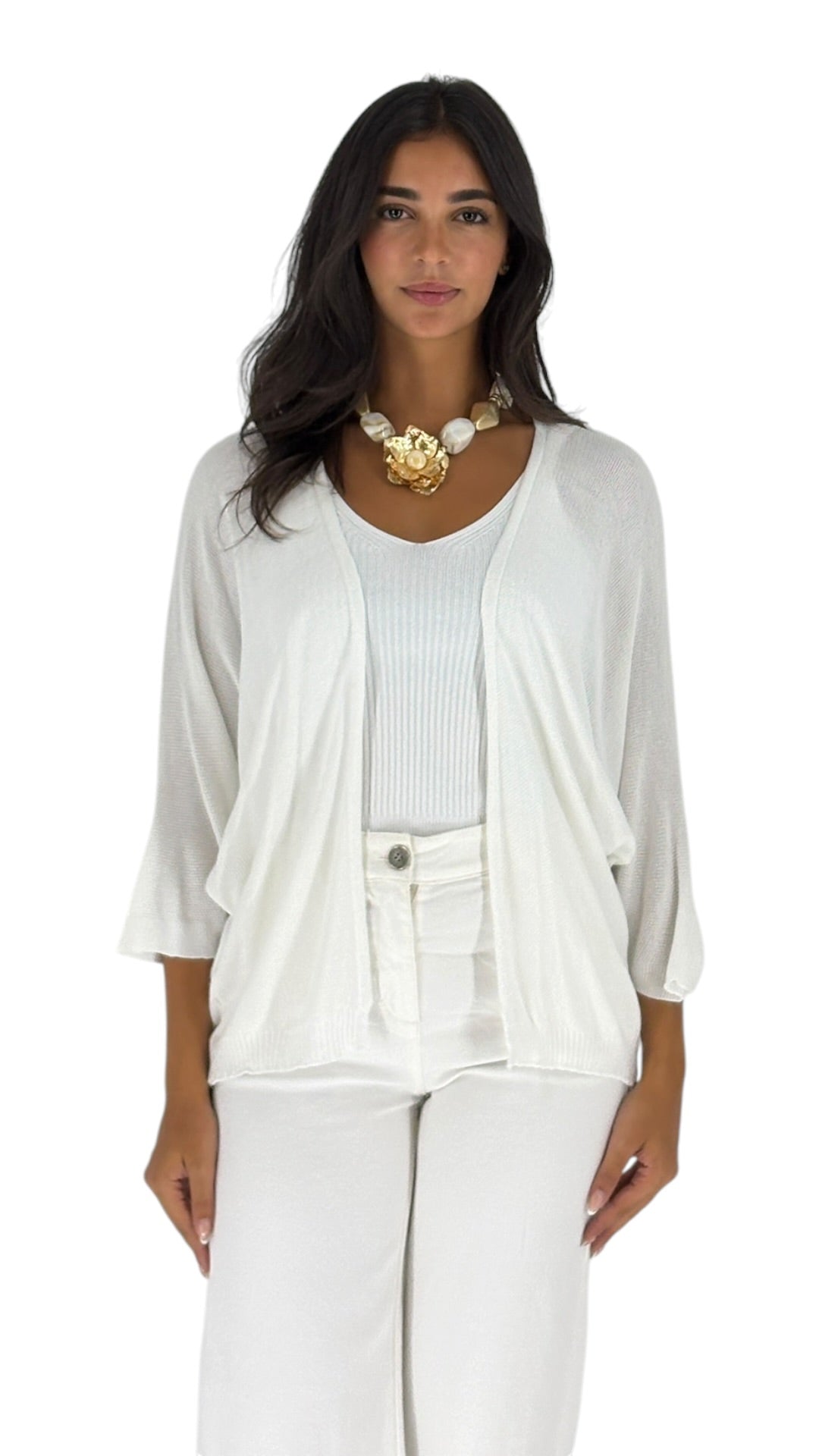 Jihan White Cardigan