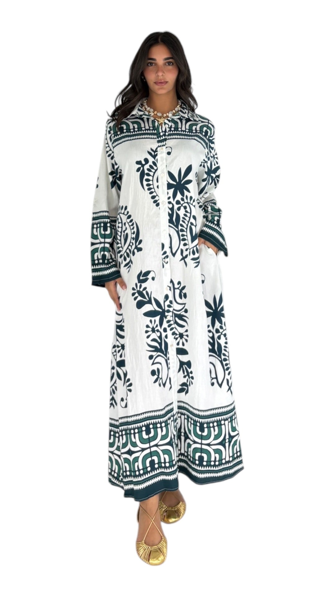 Idal White/Green Dress