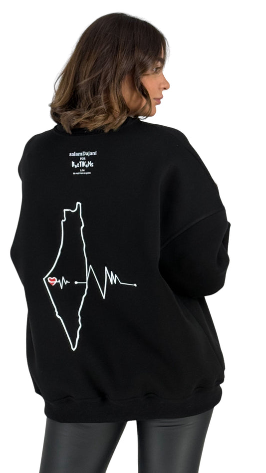 Palestine Black Crew-Neck Sweatshirt