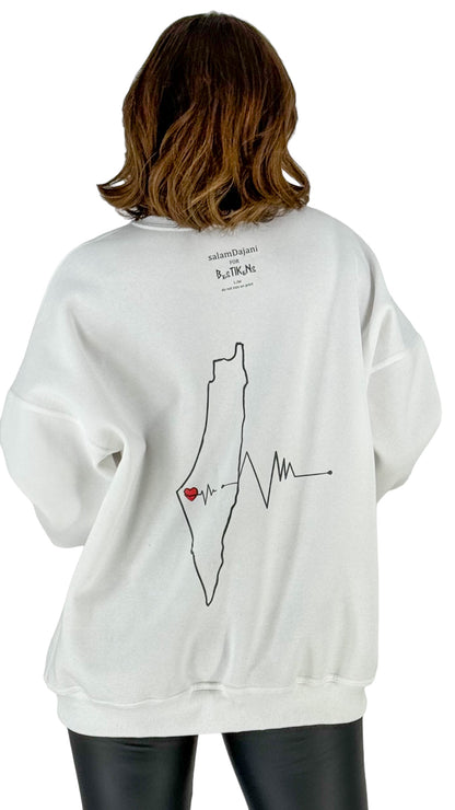 Palestine White Crew-Neck Sweatshirt