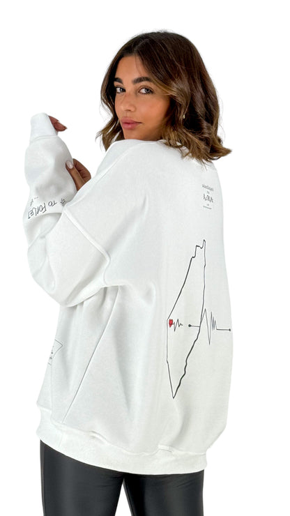 Palestine White Crew-Neck Sweatshirt