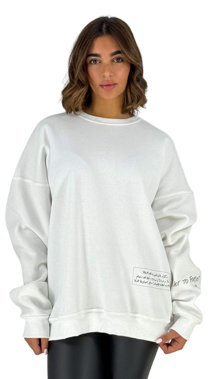 Palestine White Crew-Neck Sweatshirt