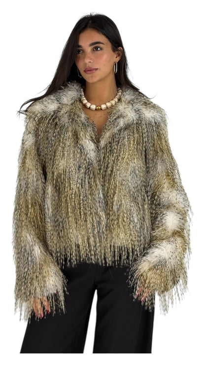 Alex Beige Faux Fur Jacket