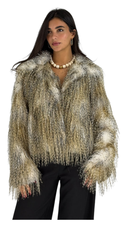 Alex Beige Faux Fur Jacket