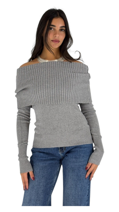 Arven Grey Off-Shoulder Top