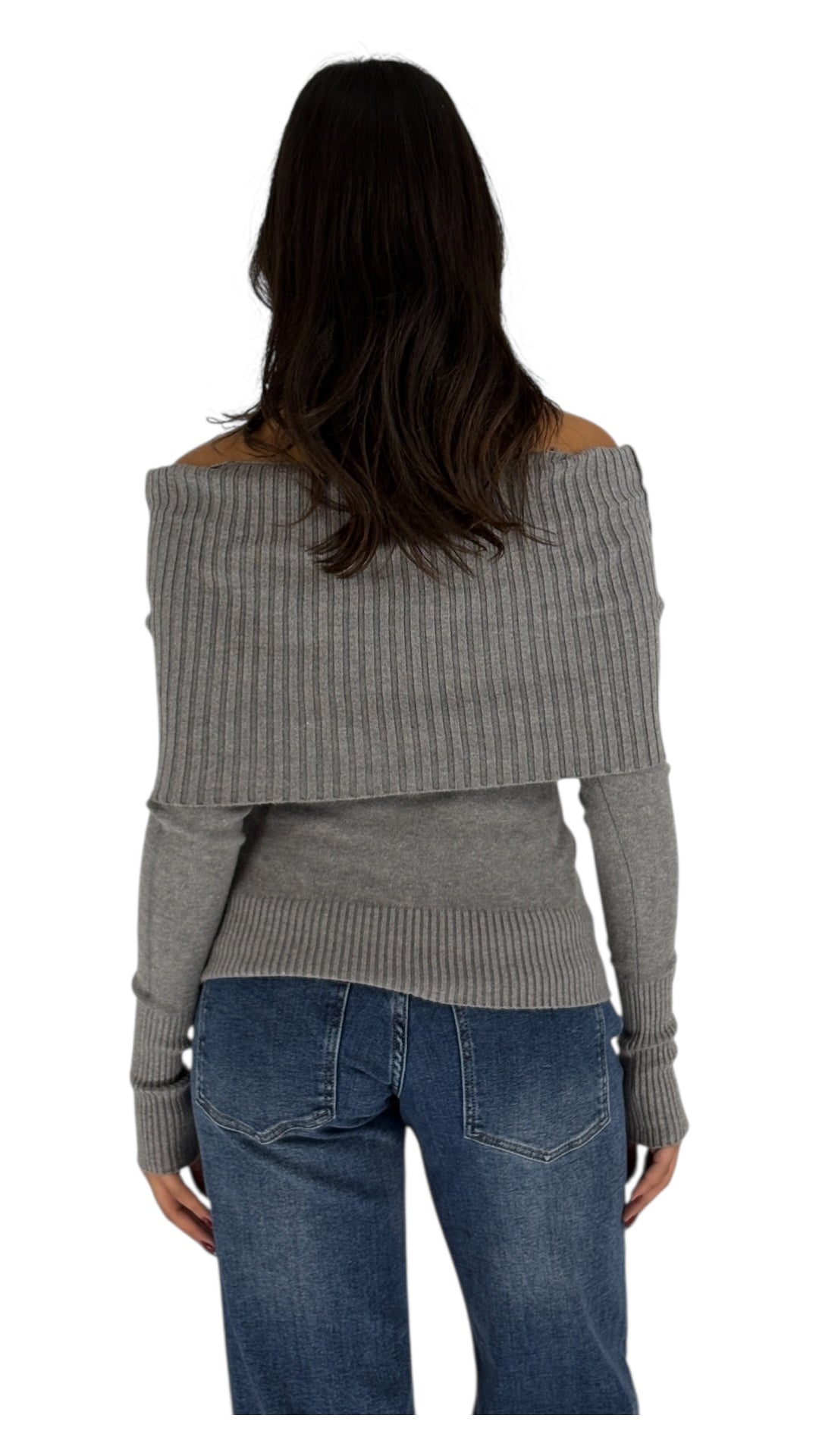 Arven Grey Off-Shoulder Top