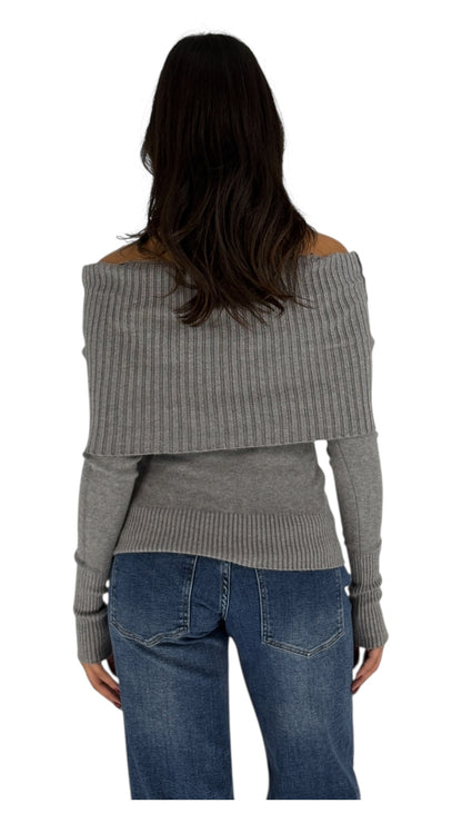 Arven Grey Off-Shoulder Top