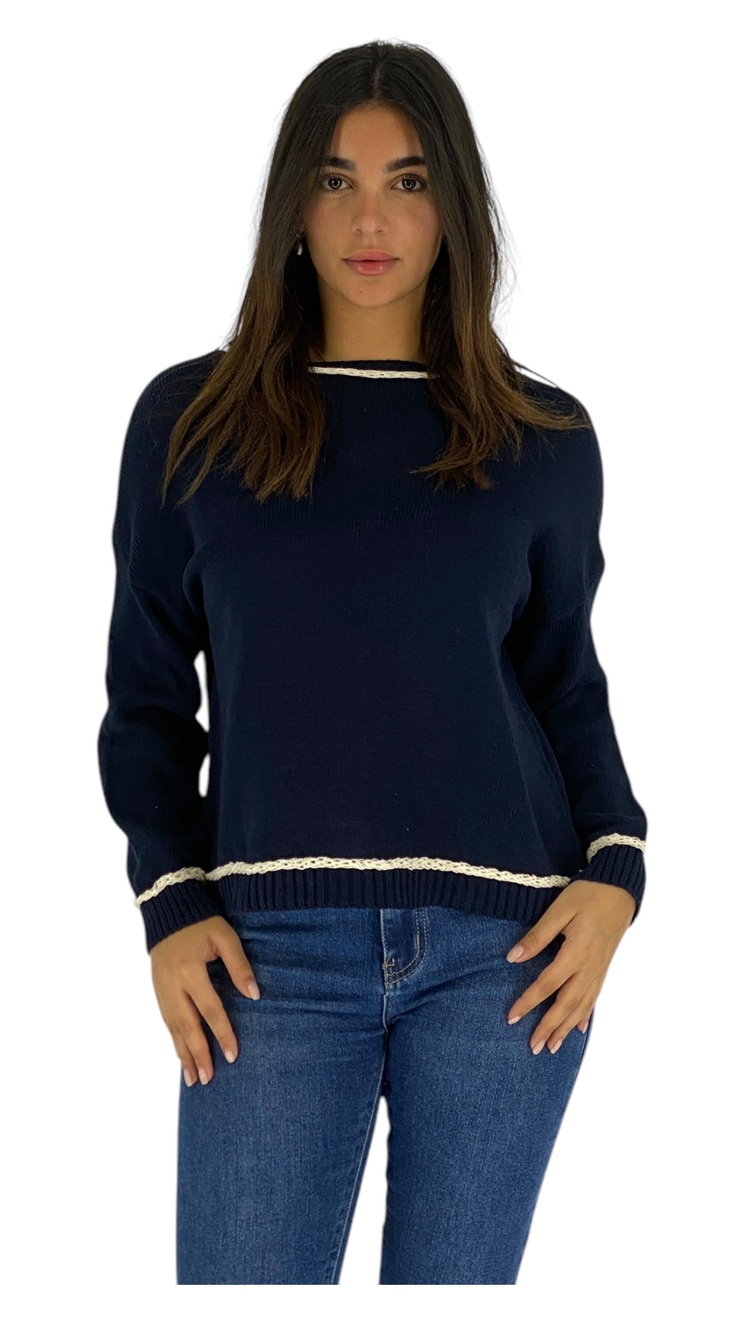 Marks navy/cream top